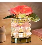 WULCFCH Rose Flower Lamp,Rechargeable Cordless LED Touch Table Lamp,3 Color Infinitely Dimming Be...