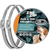 ZingZap Flea &amp; Tick Collar 2-Pack Gray, Protects from Biting Insects, Adjustable Fits Both Dogs &amp;...