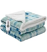RALYSUN Electric Heated Blanket Full Size 72"x84" Microplush &amp; Sherpa Fabric, Machine Washable 4 ...