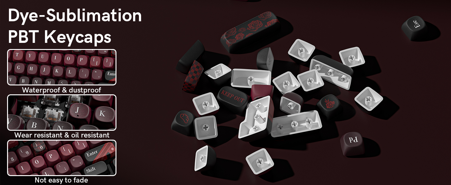 Dye-sublimation PBT mechanical keyboard keycaps, wear-resistant, oil-resistant, and fade-resistan