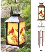 Cardinal Wind Chimes for Outside, 37" Hanging Memorial Solar Wind Chimes for Outside, Solar Lante...