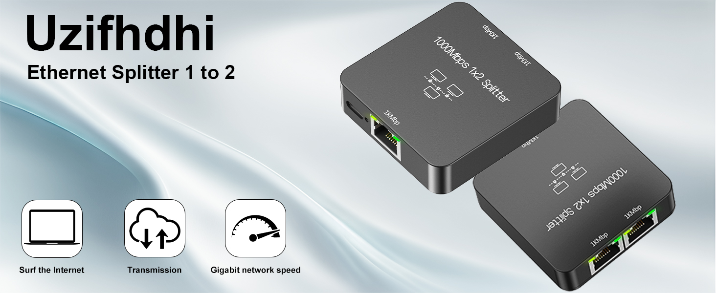 Ethernet Splitter 1 to 2 with Ethernet Cable