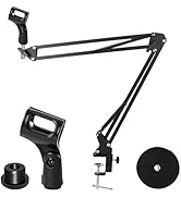 YTDSUP Boom Arm Microphone Mic Stand, Flexible Long Arm Clamp Clip Stand with Mount Clamp, Mic Ho...