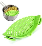 Performore Snap and Strain, Clip On Silicone Colander, Hands-free Heat Resistant Food Strainer fo...