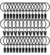 AMZSEVEN 40 Pack Curtain Rings with Clips, Drapery Clips with Rings, Drapes Rings 1.26 in Interio...