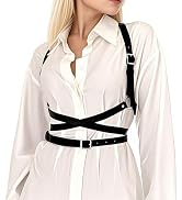 starfa lab Women Punk Black Adjustable Waist Leather Harness Belts,for Dating,Rave,Halloween Dres...