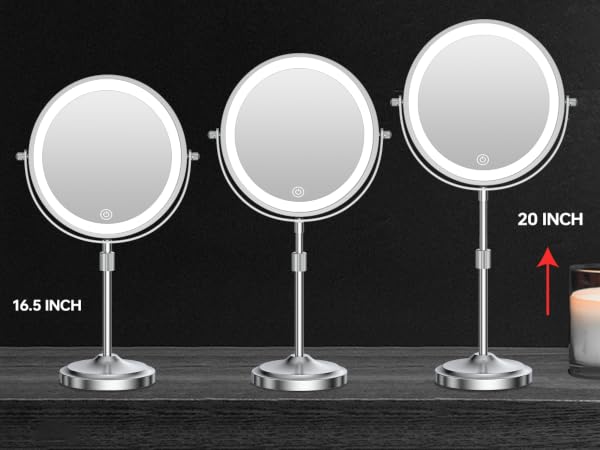 Height Adjustable Lighted Makeup Mirror
