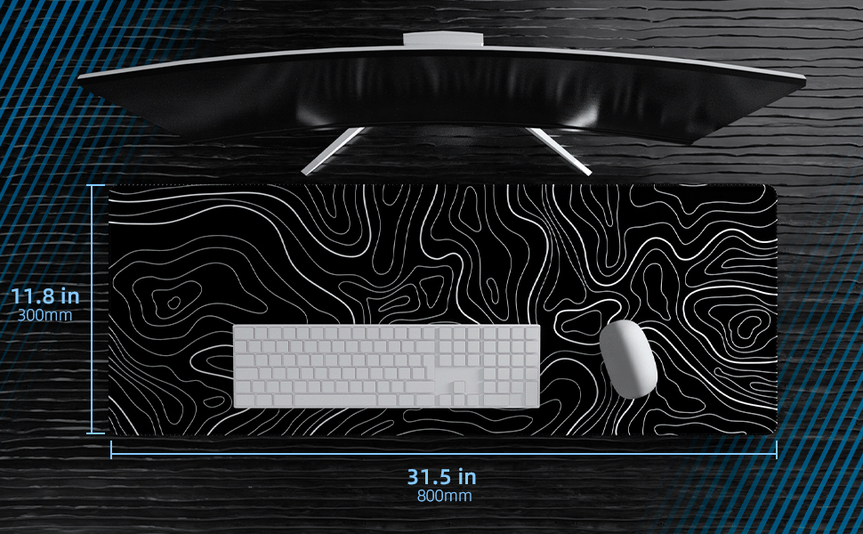 size of black mouse pad gaming 31.5 in x 11.8 in