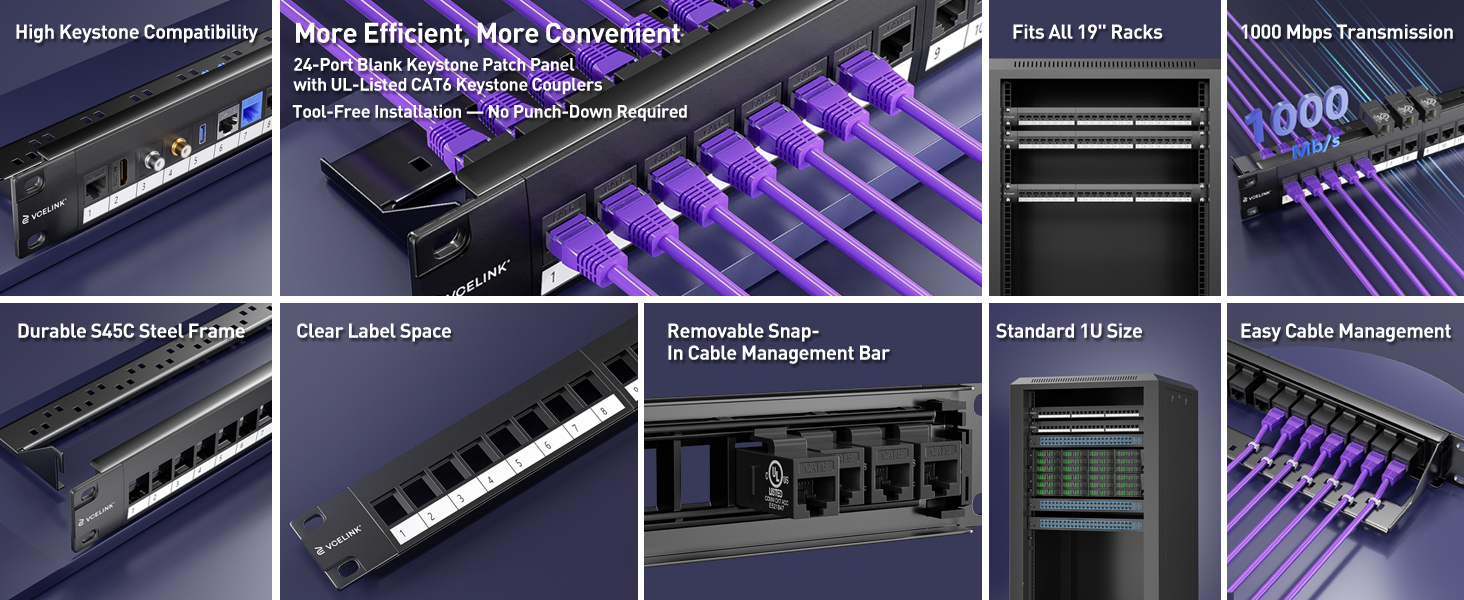 24 port cat6 keystone patch panel