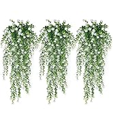 RECUTMS Artificial Hanging Plants Fake Hanging Plant Faux Eucalyptus Leaf Greenery Vine Outdoor U...
