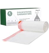 Small Drawstring Trash Bags, Magesh 4 Gallon Kitchen Trash Bags/ Garbage Bags, White, 30 Counts…