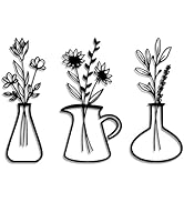 BADAO 3 pcs Accent Metal Flowers Wall Decor,Vases Wall For Living Room Farmhouse Kitchen Wall Dec...