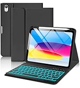 aMZCaSE for iPad 10th Generation Case with Keyboard 10.9 Inch(2022),7 Colors Backlight Keyboard C...