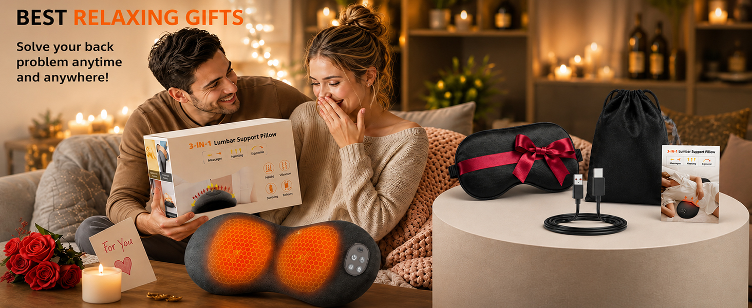 Cordless Lumbar Support Pillow for Pain Relief Deep Tissue