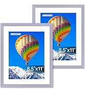 FIXSMITH 8.5x11 Picture Frame Set of 2, Purple Photo Frame with HD Plexiglass, Display Pictures 6...