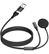 cugunu USB A/C to Galaxy Watch/USB C Multiple Portable Travel Charger Cable, 2-in-2 Car Magnetic ...