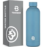 TSAKBAM Insulated Water Bottle with Lid, 17 oz Reusable Leak-Proof Metal Stainless Steel Water Bo...