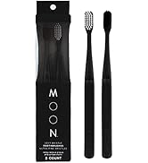 Moon Toothbrushes, Soft Bristle, White and Black Sleek Toothbrushes, 2 Pack