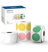 POLONO Genuine 2" Color Circle Direct Thermal Labels, Thermal Labels (Pack of 750/4 Rolls), Self-...