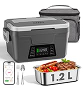 Herrfilk Cordless Electric Lunch Box for Adults, Heated Lunch Box Battery Powered with Automatic ...