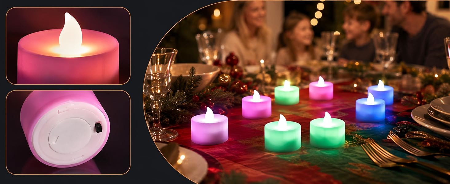 Colorful Flickering Tea Light Flameless Candle