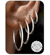 4 Pairs Sterling Silver Hoop Earrings for Women - Small 14K Gold Plated Hoop Earring Set, Hypoall...