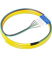 RamboCables 6 Strand LC-UPC Fiber Pigtail Singlemode 9/125, Fiber Optic Pigtail 1.5 Meters 6 Colo...