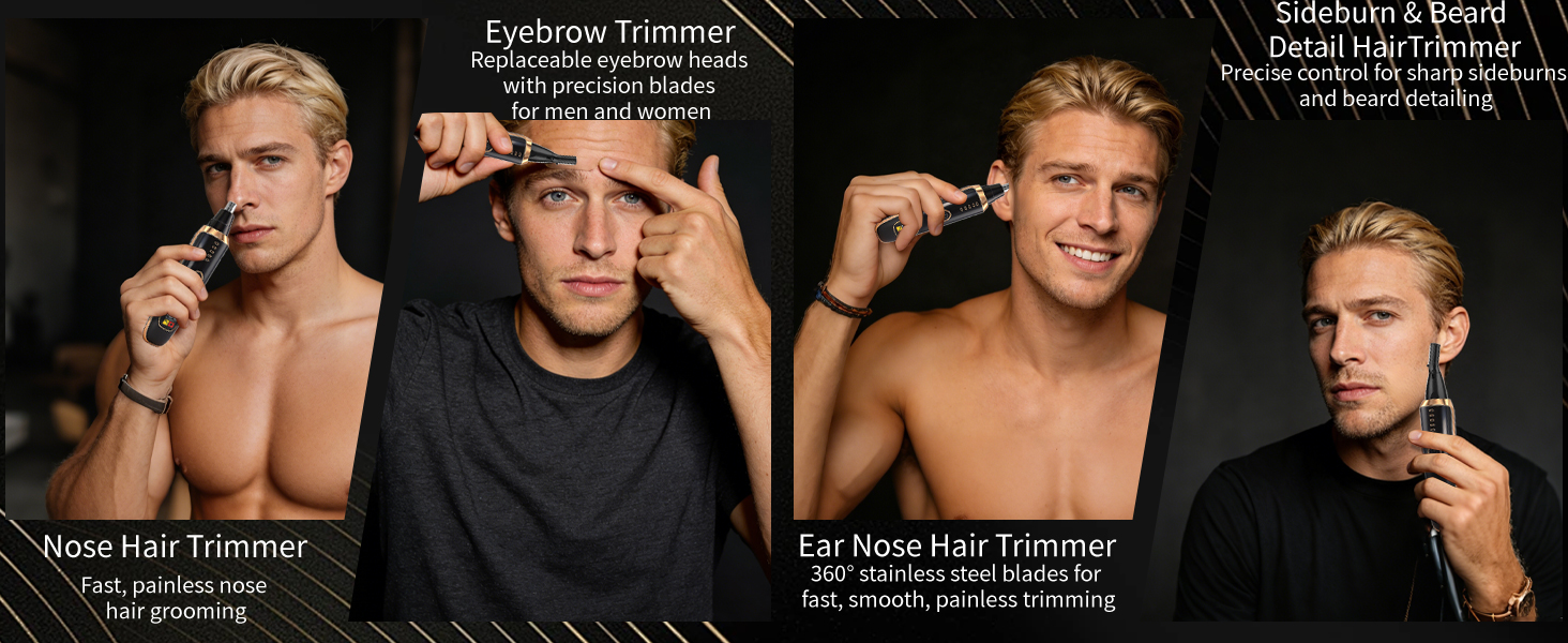 Nose &amp; Eyebrow Hair Trimmer for Women Men,Painless Rechargeable Ear &amp; Nose Hair Trimmer Clipper