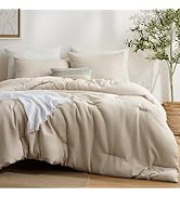 Bedsure Waffle Comforter Set Queen Size Beige, Breathable Bedding Set, All Season Comforter with ...