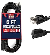 Lone Star Oil Resistant Heavy Duty Outdoor Extension Cord 6 Ft for Farms &amp; Ranches - SJTOW 12 Gau...