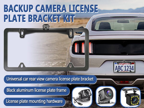 backup camera bracket back up license plate mount rear holder frame black aluminum car tag view