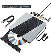 SUIDEK External CD DVD Drive, USB 3.0 USB C Portable CD DVD +/-RW Burner DVD Player for Laptop wi...
