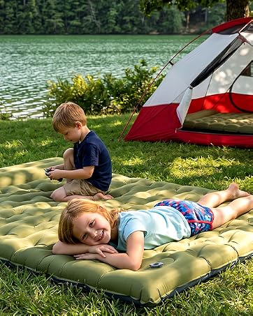 Camping Sleeping Pad,5.9 Inch Thick Camping Mat with Built in Pillow and Foot Pump