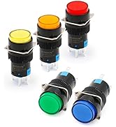 Baomain 5/8" 16mm Push Button Switch Momentary Round Cap LED Lamp Red Yellow Orange Blue Green Li...