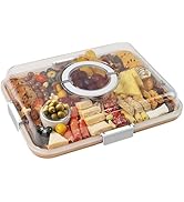 Renmxj Charcuterie Board with Clear Lid, Travel Portable Cheese Board Charcuterie Boxes Cutting B...