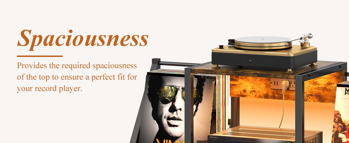 Record Player Stand with Power Strips