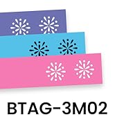 BTAG-3M02 Label Tape 3-pack: white on purple, black on light blue, and white on pink