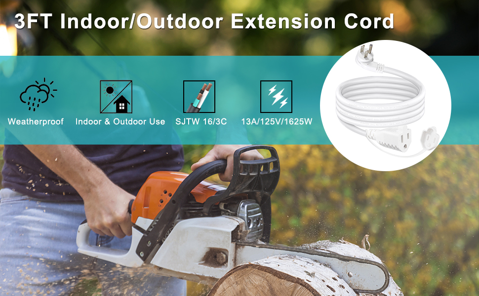  Weather Resistant Outside Garden Grounded Extension Lead for Indoors Outdoor 