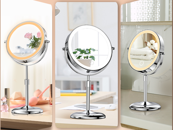 lighted mirror with magnification 10x