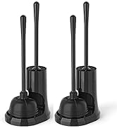 uptronic Toilet Plunger and Brush, Bowl Brush and Heavy Duty Toilet Plunger Set with Holder, 2-in...