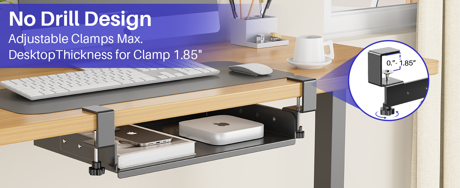 No Drill Under Desk Laptop Mount,