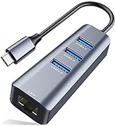 USB C to Ethernet Adapter, ABLEWE 4-in-1 RJ45 to USB-C/Thunderbolt 3 to Gigabit Ethernet LAN Netw...