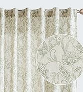jinchan Floral Curtains Linen Blend Curtains for Living Room Green French Country Farmhouse Curta...