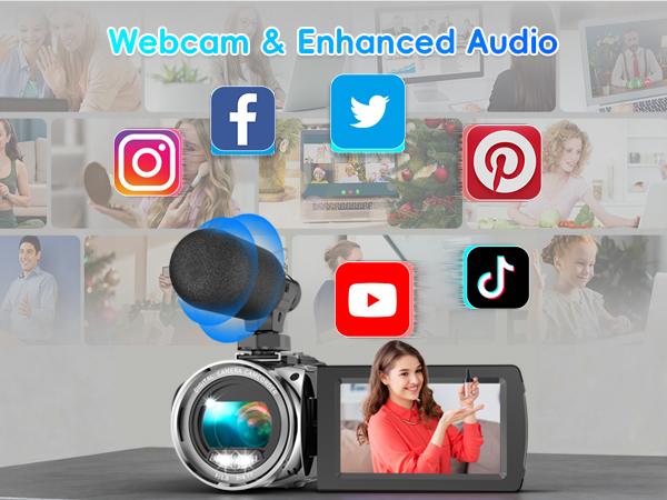 Camcorder Video Camera, Digital Camera 1080P 18X Digital Zoom Cam Corder with Fill Light,