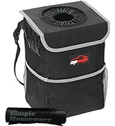 EPAuto Waterproof Car Trash Can with Lid and Storage Pockets, Black