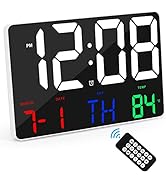 Digital Clock Large Display, Amgico 11.4" Large LED Digital Wall Clock with Temperature,Adjustabl...