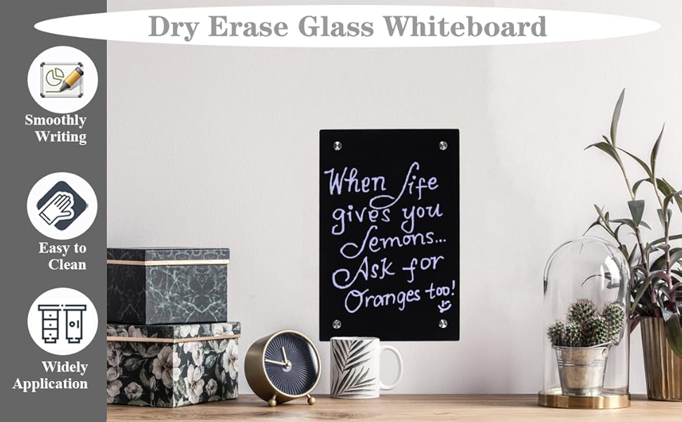 Black Glass Dry Erase Whiteboard