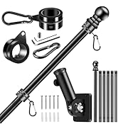 BONWIN Black Flagpole Kits for Outside House, 7 FT Thickened Stainless Steel Porch Wall Flag Pole...