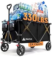 Hikenture Folding Wagon Cart, Portable Large Capacity Beach Wagon, Heavy Duty Utility Collapsible...