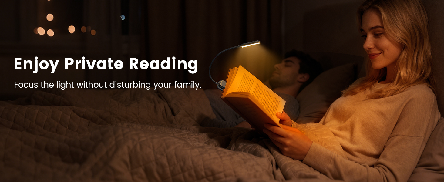 Glocusent 13 LED Book Light for Reading in Bed, Eye-Caring 3 Amber Colors